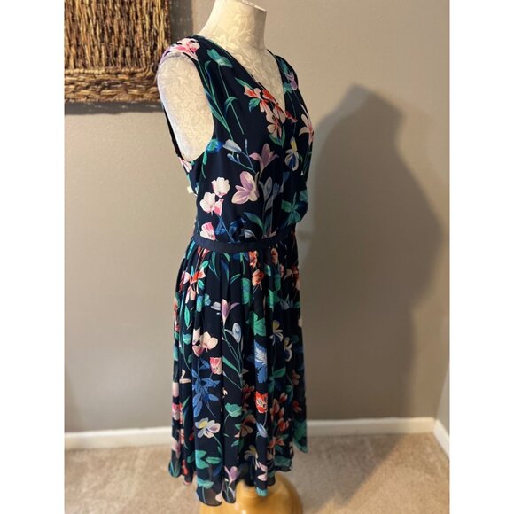 Talbots  Dress Blue Green 12 Multi A Line Washable Career Church Summer Washable - Picture 6 of 8